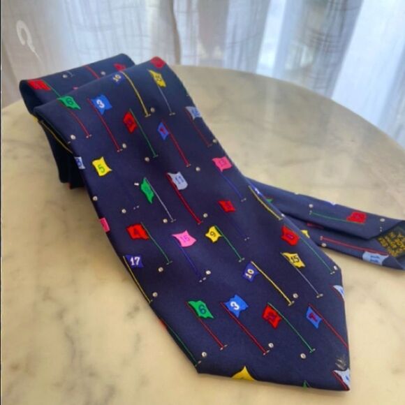 “Golf Tee Time” Alynn Neckwear silk tie - Picture 2 of 7
